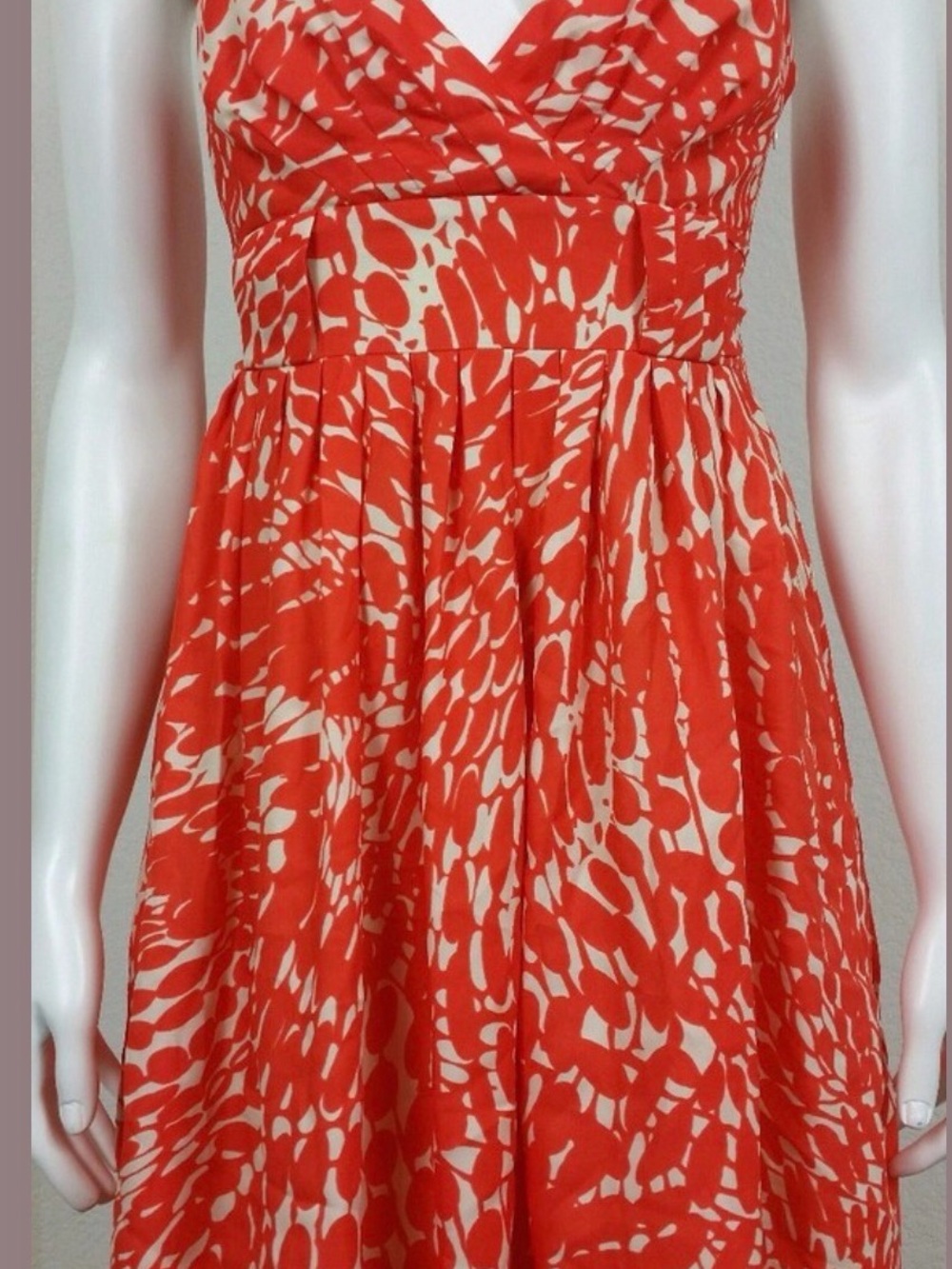 LC Lauren Conrad Strapless Red and Cream Printed Sundress